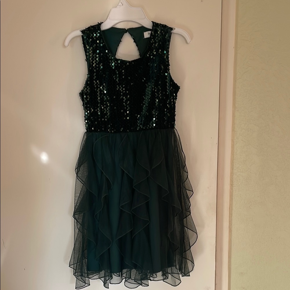Elegant Green Sequin Kids Dress